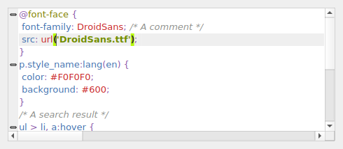 QgsCodeEditorCSS containing sample CSS code