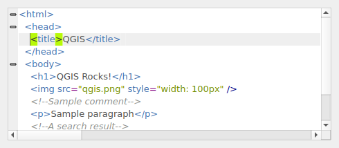 QgsCodeEditorHTML containing sample HTML