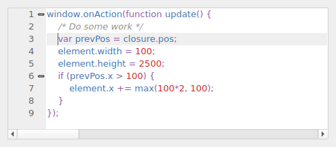 QgsCodeEditorJavascript containing sample JavaScript