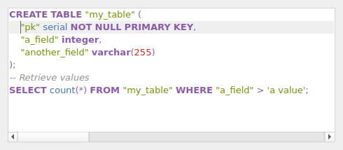 QgsCodeEditorSQL containing sample SQL
