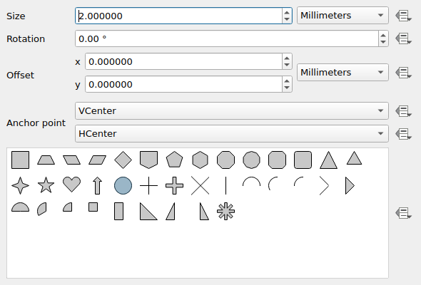 QgsFilledMarkerSymbolLayerWidget in a default state
