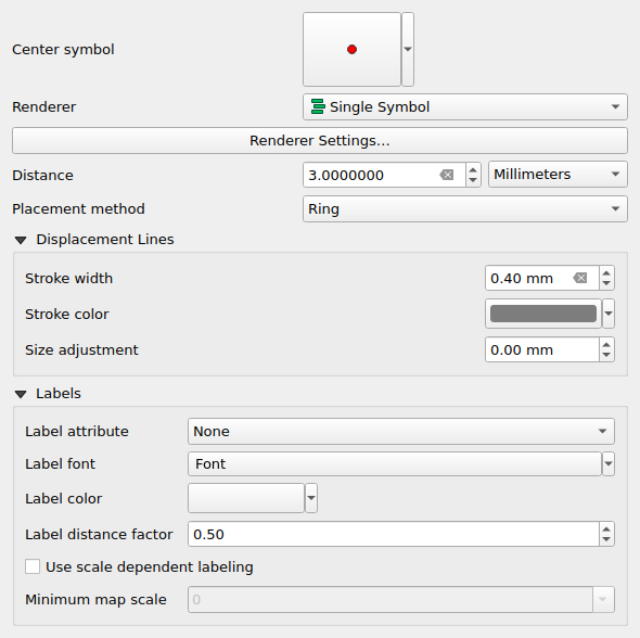 QgsPointDisplacementRendererWidget