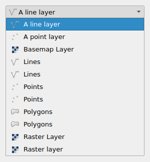 QgsMapLayerComboBox in the expanded state