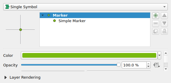 QgsRendererPropertiesDialog showing a QgsSingleSymbolRenderer in an embedded widget mode